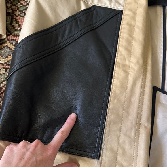 Coach Tan and Black Cotton Leather Wool Trench Coat - Picture 9 of 15